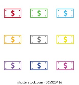 Dollar bill icon for web and mobile