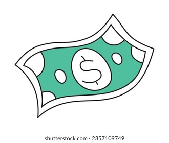 Dollar bill isolated cartoon vector illustration