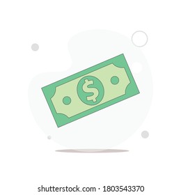 dollar bill isolated vector flat illustration on white