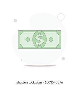 dollar bill isolated vector flat illustration on white