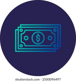 Dollar Bill Line Gradient Icon Design