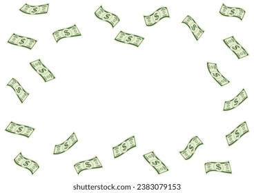 Dollar Bill or Money Banknote Falling and Flying. Dollar Money Background. Rich and Wealth Concept. Vector Illustration. 