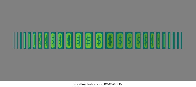 Dollar bill money icon. Paper banknote animation around its axis.