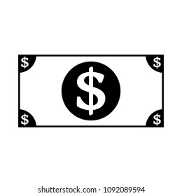 Dollar, bill, money icon, vector illustration