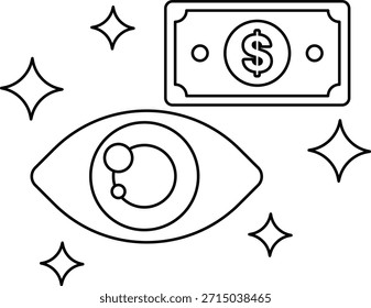Un billete de un dólar está encima de un billete de un dólar. Los billetes de dólar están rodeados por un círculo y una estrella