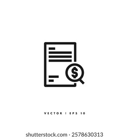 Dollar Bill Payment Invoice Icon. Editable Stroke