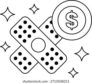 Se coloca un billete de un dólar encima de un vendaje. El billete de un dólar es un símbolo de riqueza y estabilidad financiera, mientras que el vendaje representa curación y recuperación