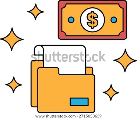 A dollar bill is placed on top of a folder, which is open. The folder appears to be a financial document, possibly a receipt or a bill payment. The dollar bill is the main focus of the image