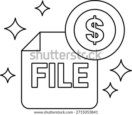 A dollar bill is placed on top of a piece of paper that says "file.". The dollar bill is surrounded by a dollar sign, which is a symbol for money