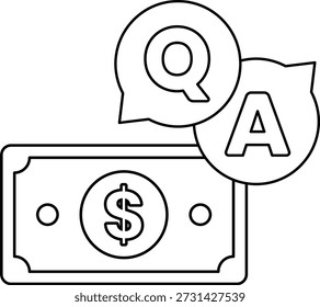 A dollar bill with a question mark and an A on it. The dollar bill is on top of a piece of paper