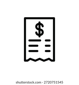 Ilustración plana de Vector de icono de Comprobante de billete de dólar. Icono de concepto de negocio aislado sobre fondo transparente. Comprobante de billetes de dólar.