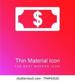 Dollar bill red and pink gradient material white icon minimal design