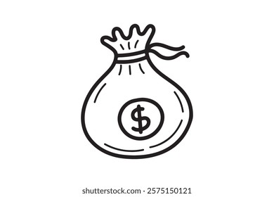 dollar bill sack outline style