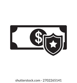 "Dollar Bill with Security Badge Icon" (Conta em dólar com selo de segurança)