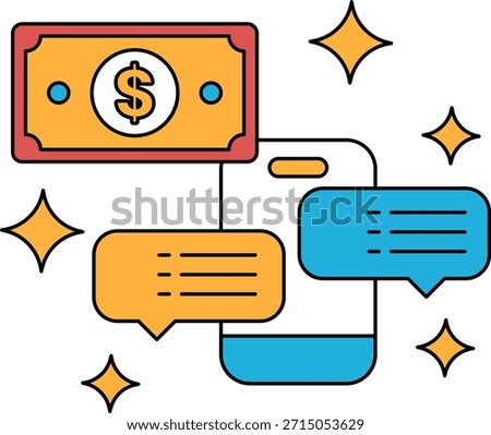 A dollar bill is shown with a phone and a text message. The dollar bill is on the left side of the image, and the phone and text message are on the right side