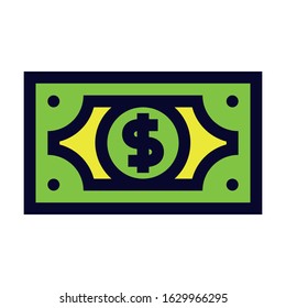 Dollar BIll. Simple Vector Color Icon.