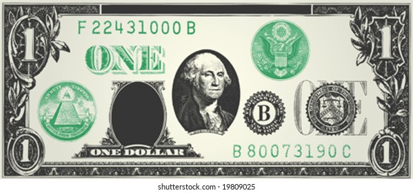 Dollar Bill - Stylized Frame, Seals, Motifs and Elements