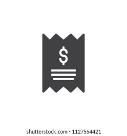 Dollar Bill vector icon. filled flat sign for mobile concept and web design. Checkout receipt simple solid icon. Symbol, logo illustration. Pixel perfect vector graphics