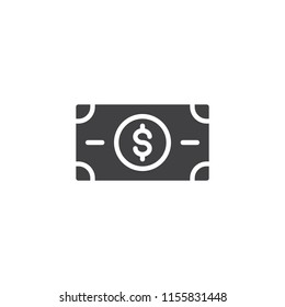 Dollar bill vector icon. filled flat sign for mobile concept and web design. Money simple solid icon. Symbol, logo illustration. Pixel perfect vector graphics