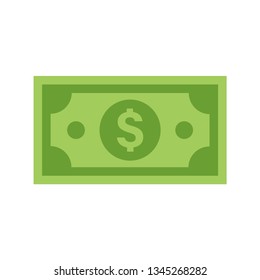 Dollar bill vector icon, flat illustration.