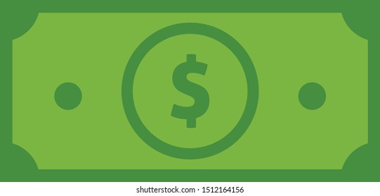 Dollar bill vector icon, flat design