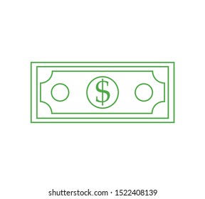 Dollar bill vector icon, flat illustration. Cash money icon.