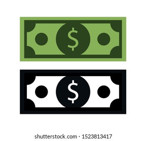 Dollar bill vector icon, flat illustration. Cash money icon.