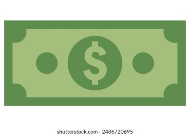 Icono del Vector del billete de dólar aislado sobre fondo blanco.