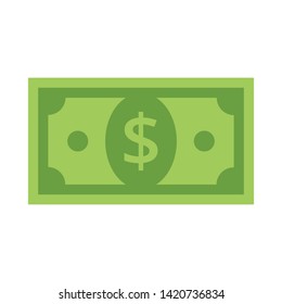 Dollar bill vector icon. Money symbol, flat style illustration.