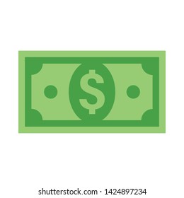 Dollar bill vector icon. Money symbol, flat style illustration.