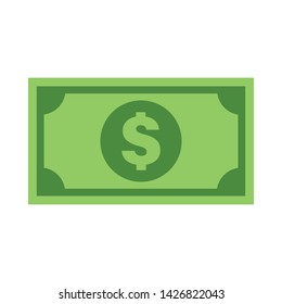 Dollar bill vector icon. Money symbol, flat style illustration.