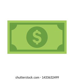 Dollar bill vector icon. Money symbol, flat style illustration.