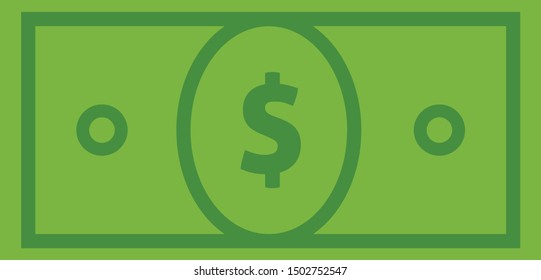 Dollar bill vector icon. Money and cash symbol.