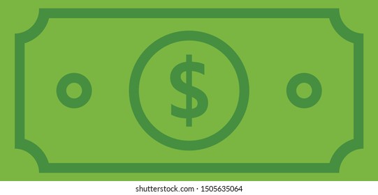 Dollar bill vector icon. Money and cash symbol.