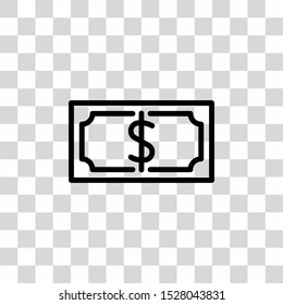 Dollar bill vector icon. Money isolated symbol. Finance and currency.