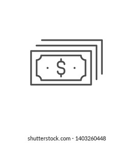 Dollar bill vector icon. USD money line outline sign, linear thin symbol, flat design for web, website, mobile app