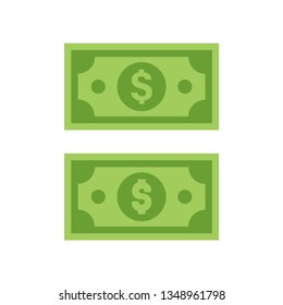 Dollar bill vector icons, flat illustration.