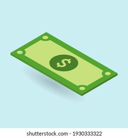 Dollar-Rechnung. Vektorgrafik im isometrischen Stil. 3D-Geldsymbol. 