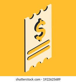 Dollar-Rechnung. Vektorgrafik im modernen isometrischen Stil. 3D-Empfangssymbol.