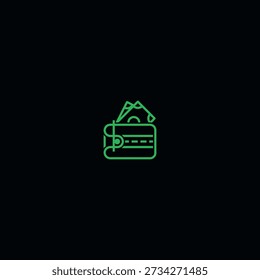 Dollar bill wallet linear logo.