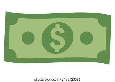 Dollar bill wave flat style vector illustration