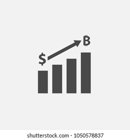 Dollar To Billion Bar Chart Vector Icon For Business