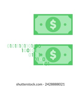 Dollarnoten werden digitalisiert. Vektor-Illustration, die einfach zu bearbeiten ist.