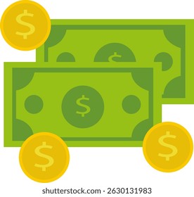 Dollar Bills And Gold Coins