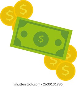 Dollar Bills And Gold Coins