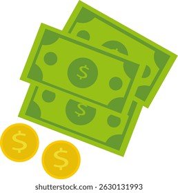 Dollar Bills And Gold Coins