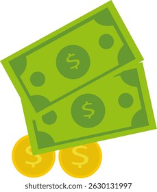 Dollar Bills And Gold Coins
