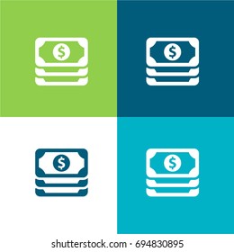 Dollar bills green and blue material color minimal icon or logo design