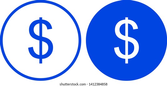 Dollar bills icon in circle. Vector illustration