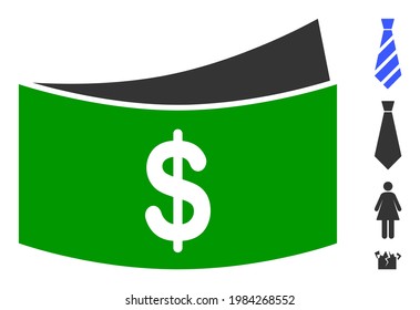 Dollar bills icon designed in flat style. Isolated vector dollar bills icon illustrations on a white background, simple style. Some similar icons appended.